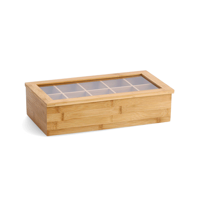 Bambusowa szkatułka na herbatę w torebkach - 10 przegródek, ZELLER