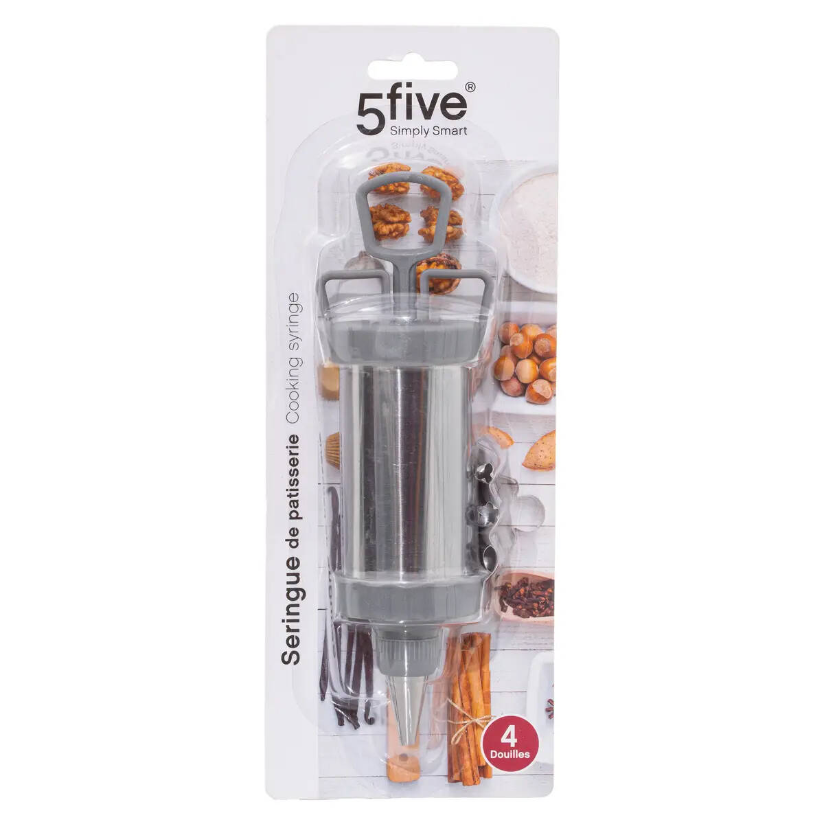 Szpryca do dekorowania ciastek, dekorator, inox, 4 końcówki