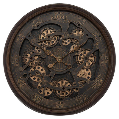 Zegar ścienny duży vintage Alban, widoczny mechanizm, Ø 76 cm