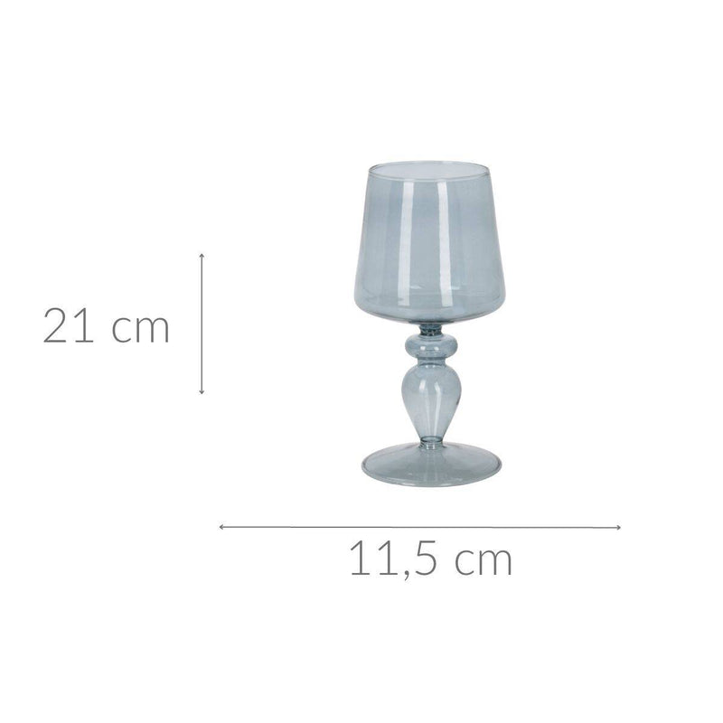 Szklany świecznik na nóżce, 21 cm