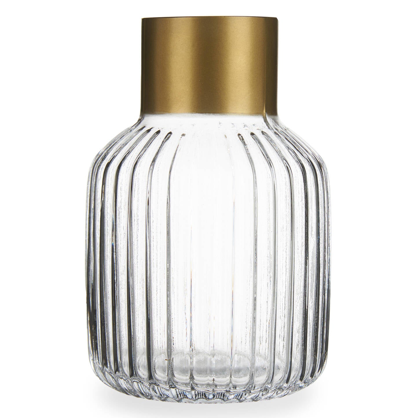 Prążkowany wazon ze złotym dekorem, wys. 22 cm