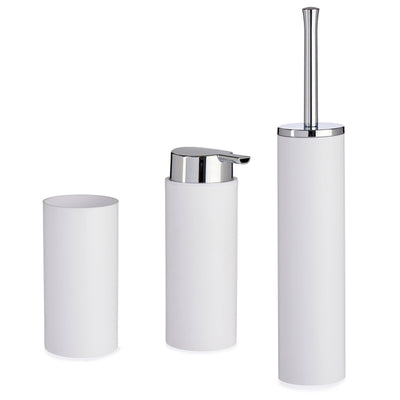 Plastikowe akcesoria do łazienki ze srebrnymi uchwytami, 3 elementy