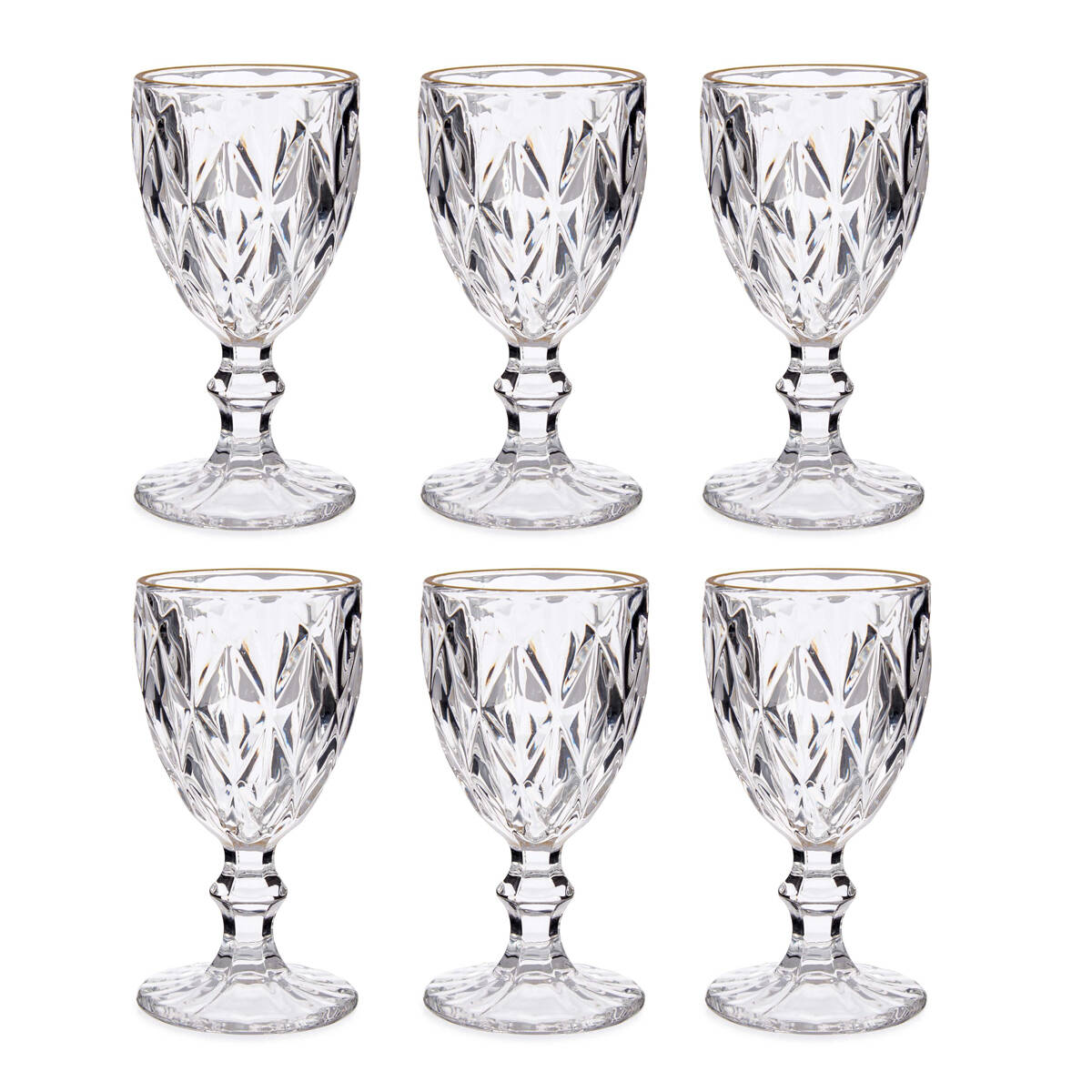 Kieliszek do wody ze złotą obwódką GOLDEN, 254 ml, 6 sztuk