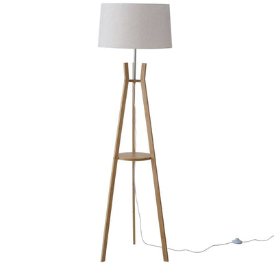 Lampa stojąca do salonu AVAL, klosz z materiału imitującego len, 153 cm