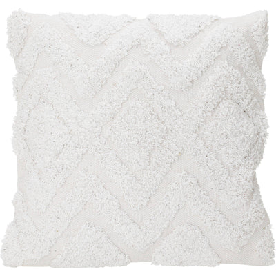 Biała, ozdobna poduszka, tuftowana bawełna, 45 x 45 cm