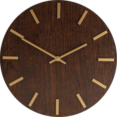 Zegar ścienny z minimalistyczną tarczą imitującą drewno, MDF, Ø 40 cm