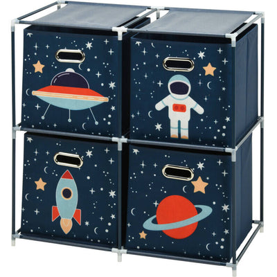 Regał na zabawki z pojemnikami Misja kosmiczna, 68 x 35 x 70 cm