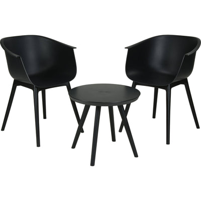Czarny zestaw mebli ogrodowych, krzesła ze stolikiem