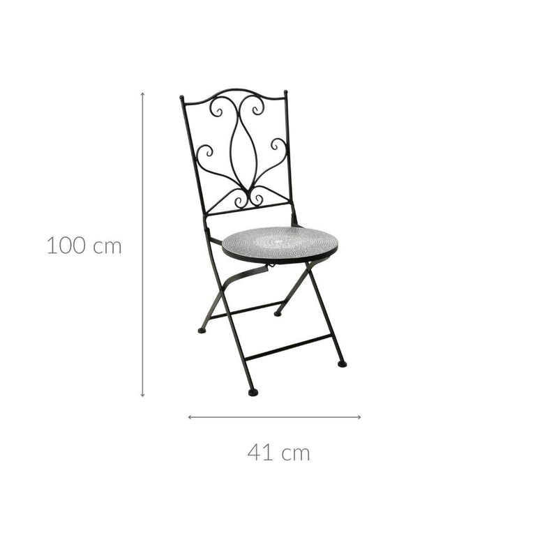 Krzesło metalowe z ozdobnym siedziskiem, mozaika, 90 cm