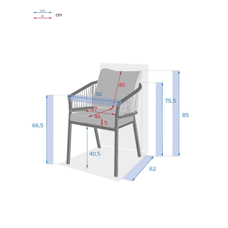Krzesło ogrodowe aluminiowe ORIENGO