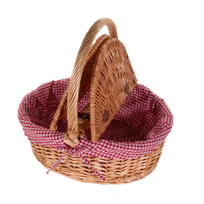 Koszyk piknikowy wiklinowy DENYA, wyściółka z materiału w kratkę, 47 x 34 x 42 cm