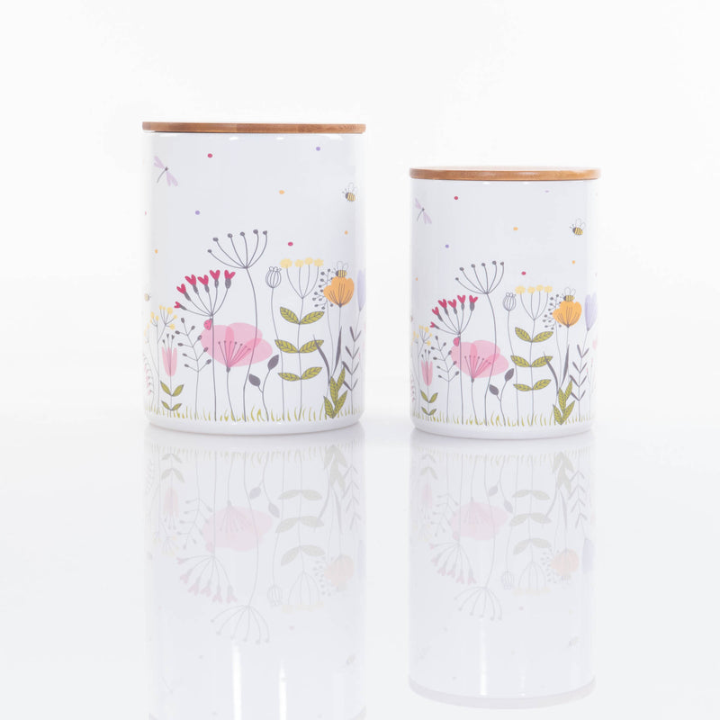 Pojemniki kuchenne ceramiczne w polne kwiaty FLORINA, 2 sztuki