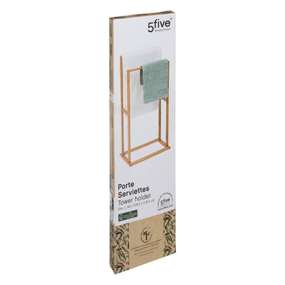 Stojak na ręczniki do łazienki, podwójny, z bambusa, 42 x 24,2 x 81,5 cm