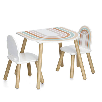 Zestaw mebli dla dzieci RAINBOW z MDF i sosny, stolik + 2 krzesła