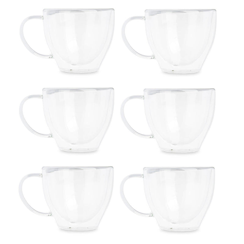 Zestaw szklanek termicznych do kawy lub herbaty, podwójne ścianki, 6 filiżanek, 140 ml