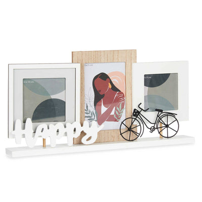 Stojąca ramka na 3 zdjęcia, ozdobny napis i rower