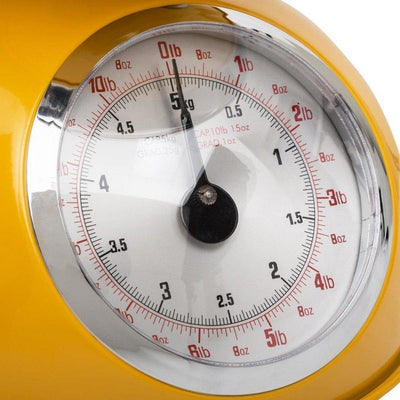 Mechaniczna waga kuchenna RETRO DESIGN, 5 kg, żółta