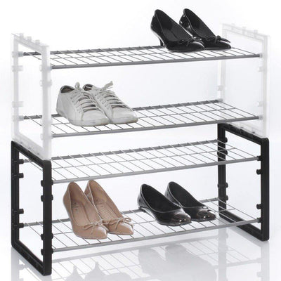 Metalowy stojak na buty, obuwie - 2 poziomy, kolor biały