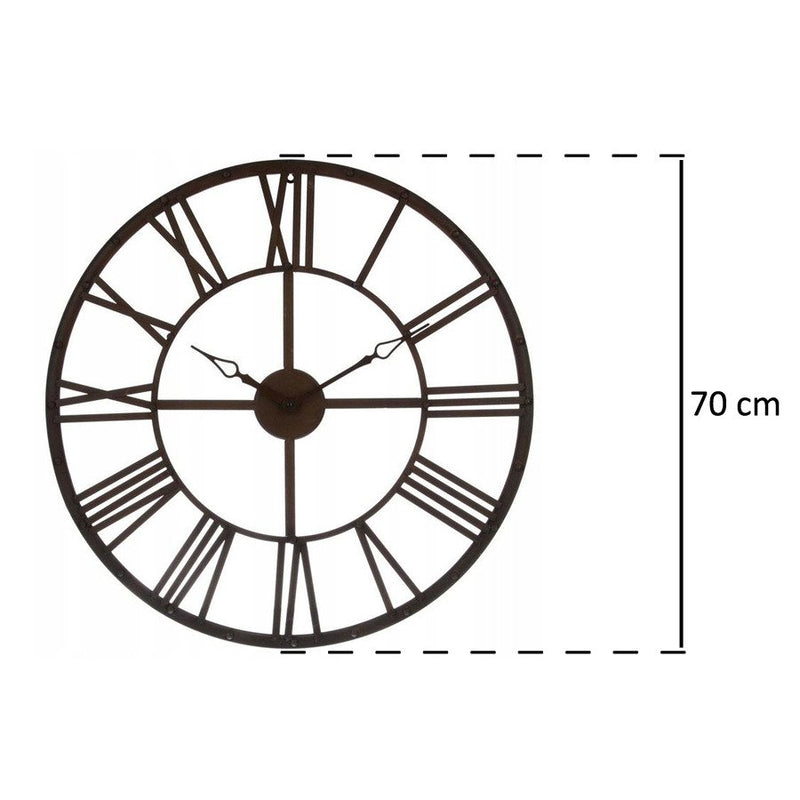 Zegar wiszący z metalu, tarcza z dużymi elementami w stylu vintage