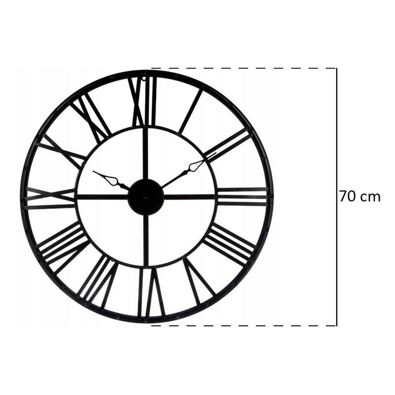 Zegar na ścianę Ø 70 cm, metalowy z cyframi rzymskimi, Atmosphera
