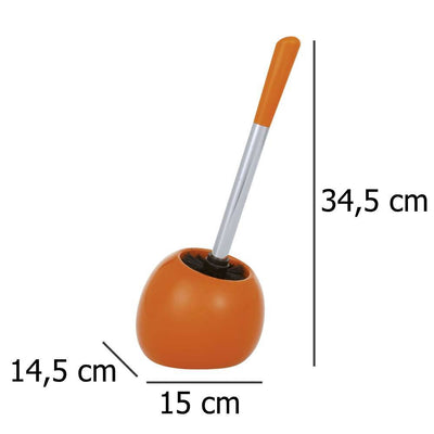 Zestaw WC Polaris szczotka + pojemnik, kolor pomarańczowy, wykonany z ceramiki, wymienna główka, 34.5x15x14.5 cm, marka WENKO
