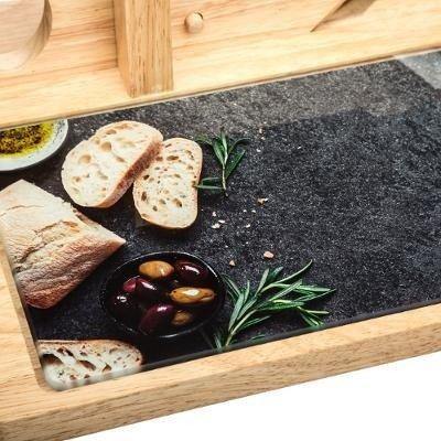 Deska drewniana z krajalnicą, wielofunkcyjne akcesorium kuchenne ze szklaną płyta do serwowania posiłków