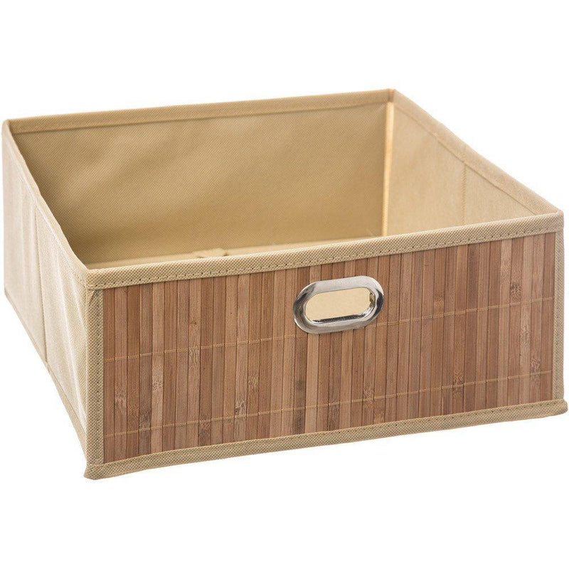 Koszyk wykonany z tkaniny i drewna bambusowego, pomocny w porządkowaniu i przechowywaniu drobiazgów