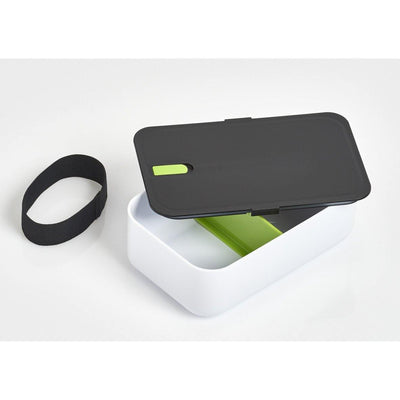 Lunchbox z przegródką, 19 x 12 x 6,5 cm, kolor biały + zielona wkładka, ZELLER