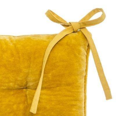 Poduszka na krzesło welurowa, 38 x 38 cm, kolor żółty
