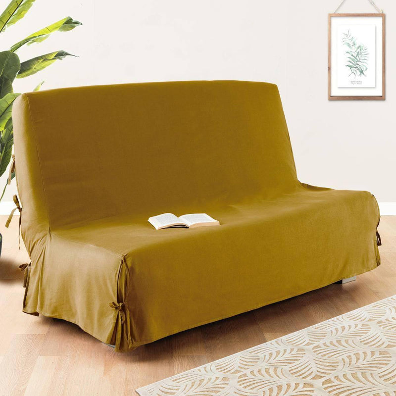 Pokrowiec na sofę z wiązaniami, 200 x 140 cm, ochra