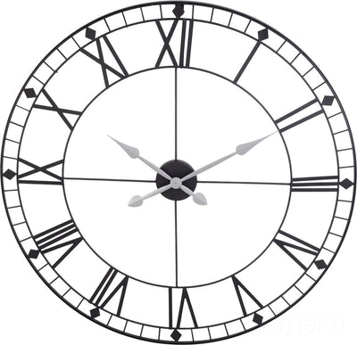 Metalowy zegar ścienny, czarny, Ø 88 cm
