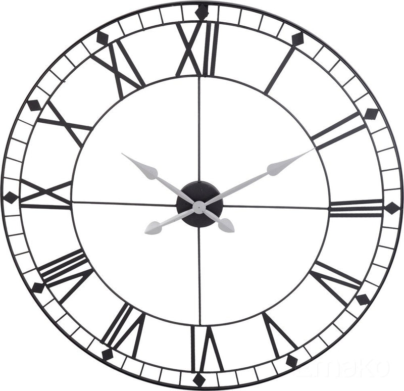 Metalowy zegar ścienny, czarny, Ø 88 cm