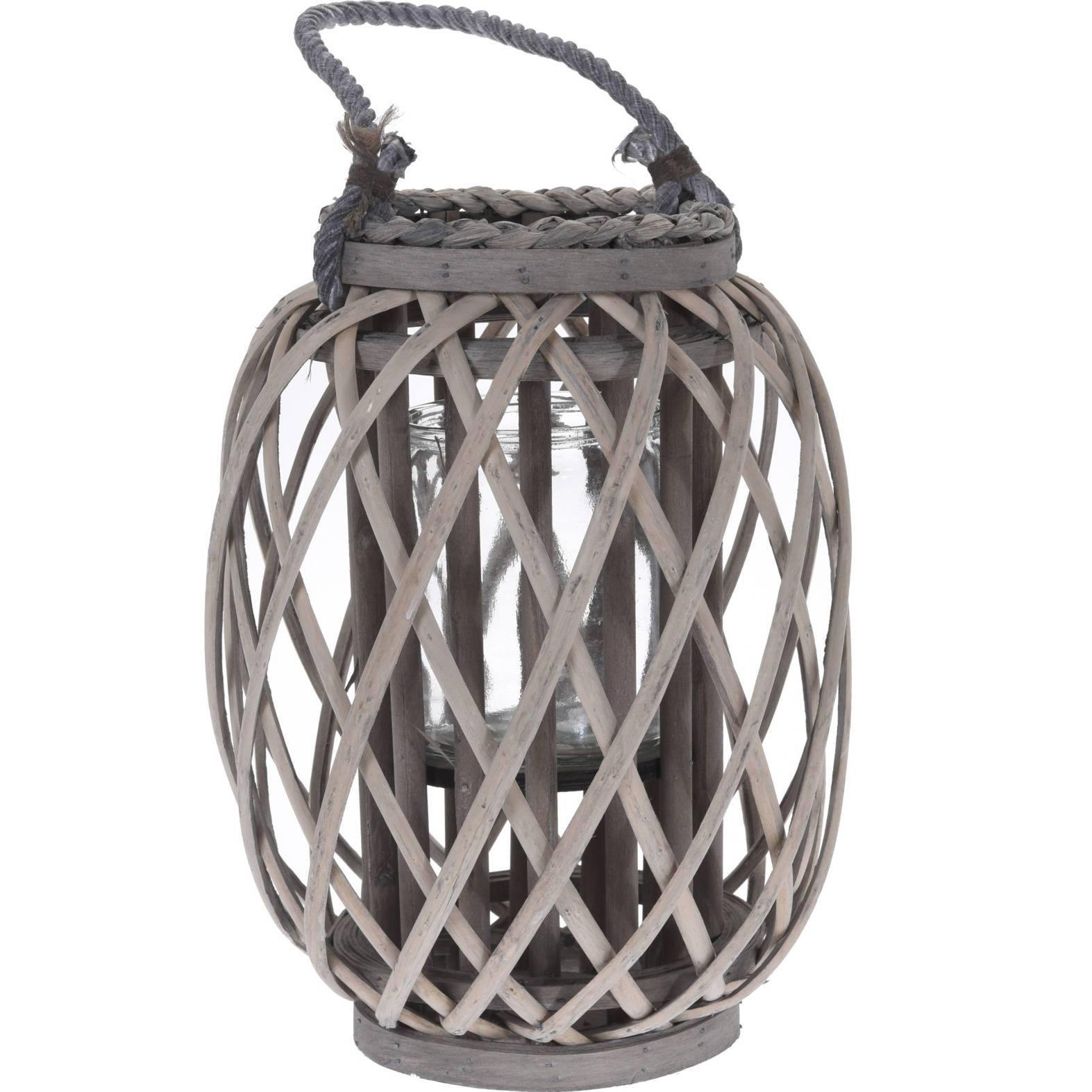 Lampion wiklinowy, Ø 22,5 x 30 cm, szary
