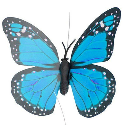 Dekoracja ogrodowa, ruchomy motyl z baterią solarną, niebieski