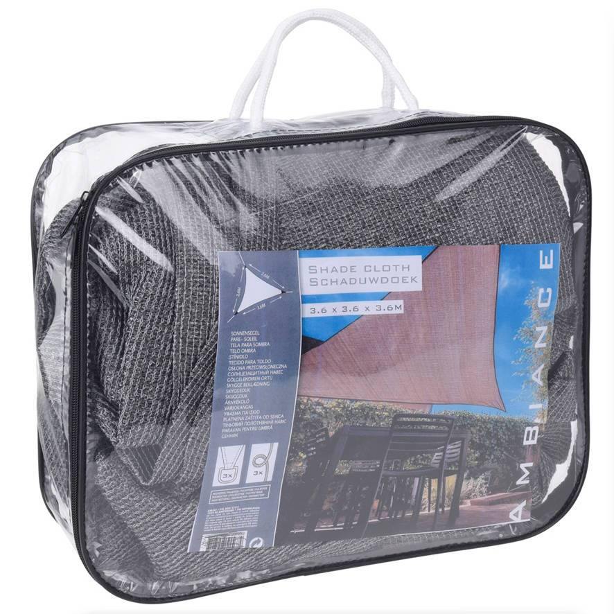 Żagiel przeciwsłoneczny trójkątny, 3,6 x 3,6 x 3,6 m, ciemnoszary