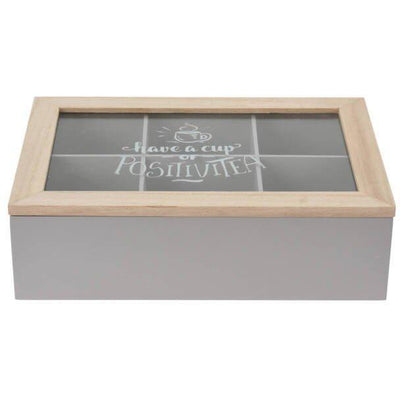 Pudełko na herbatę, drewniane, 24 x  17 x 7 cm, szare