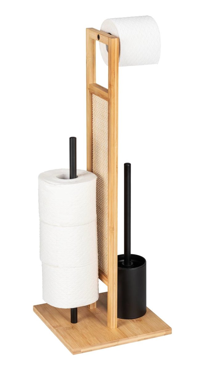 Stojak na papier toaletowy i szczotkę wc RIVALTA, 3w1, bambus, WENKO