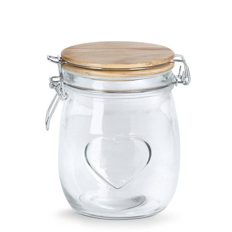 Szklany pojemnik na żywność HEART, hermetyczna pokrywka