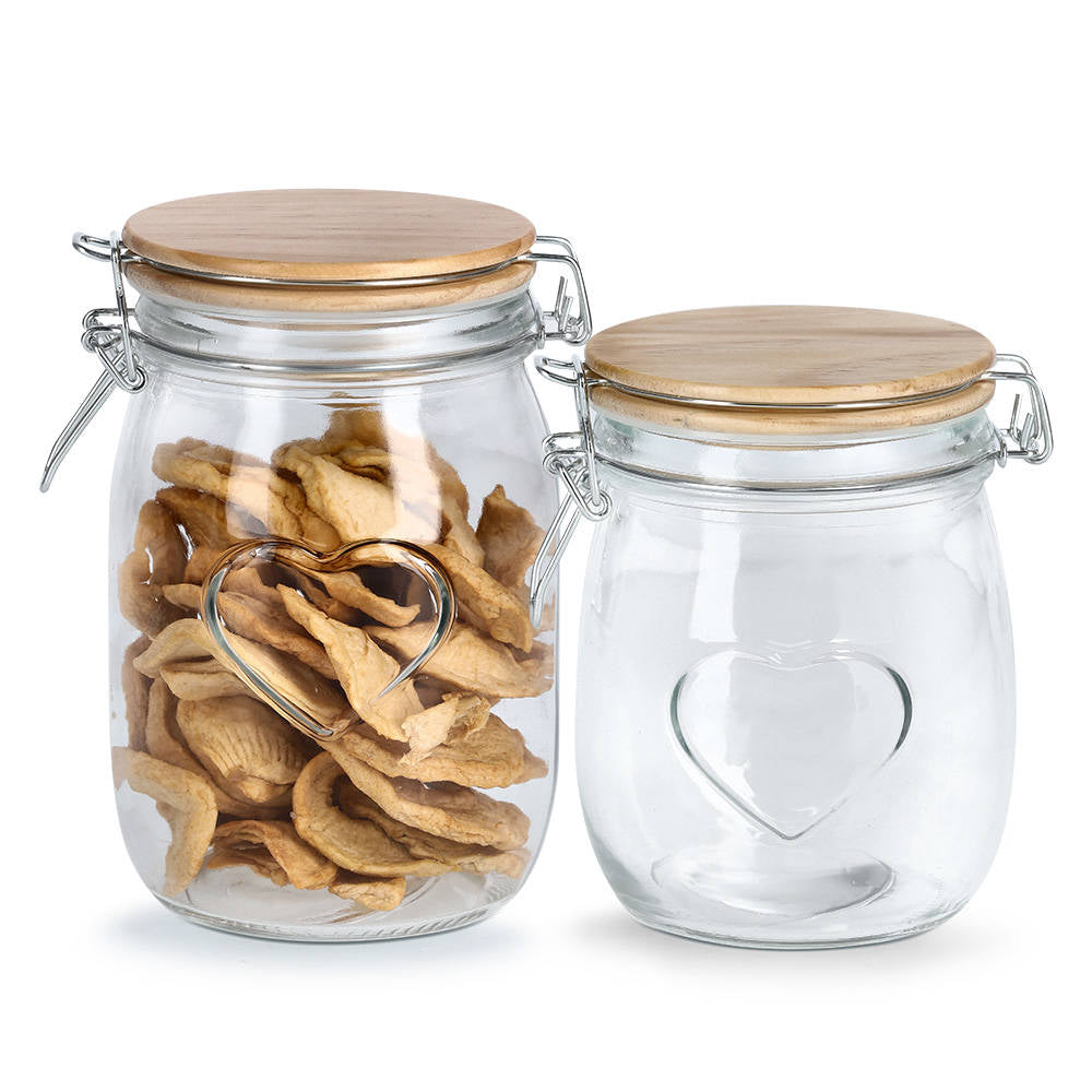 Szklany pojemnik na żywność HEART, hermetyczna pokrywka