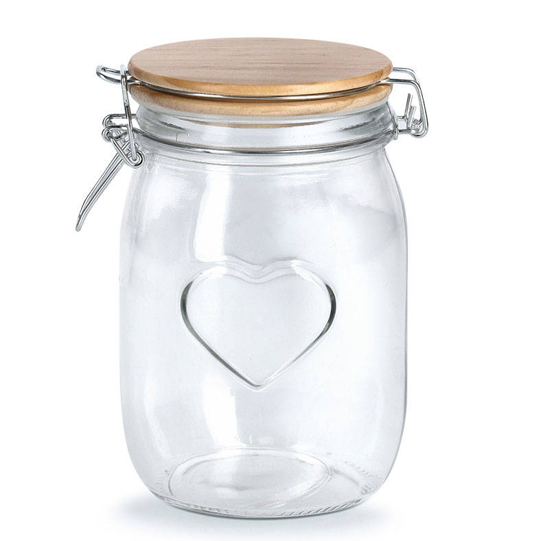 Szklany pojemnik na żywność HEART, hermetyczna pokrywka