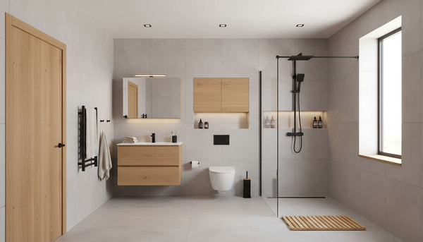 Łazienka beton drewno