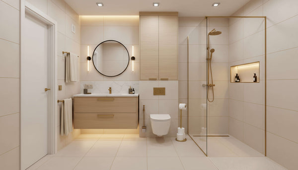 Łazienka ze złotymi dodatkami