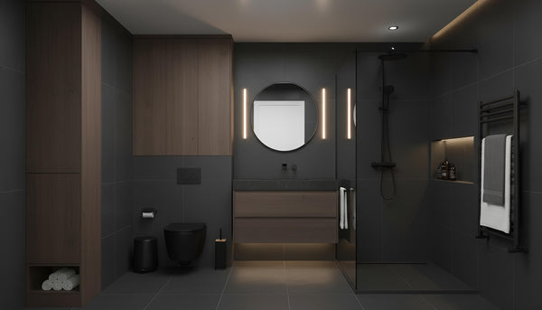 Mała czarna łazienka