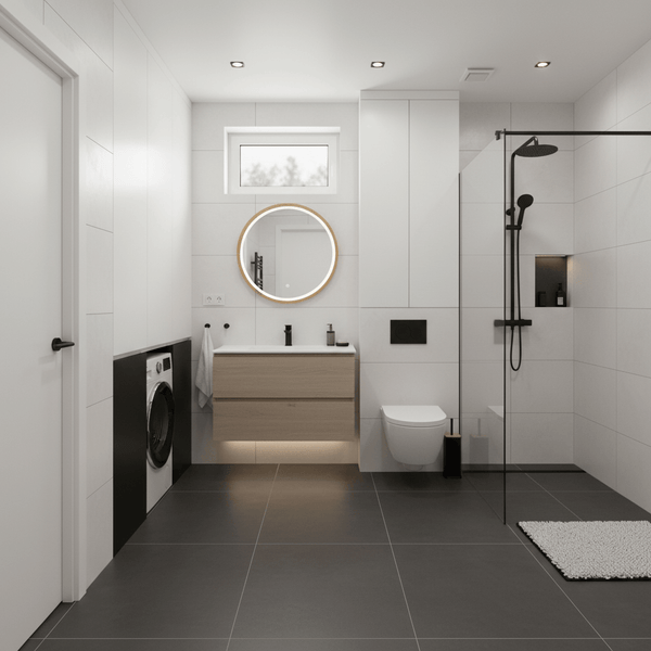 Łazienka czarno-biała w stylu nowoczesnym