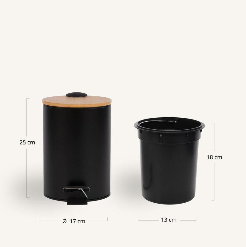 Kosz łazienkowy z bambusem ZETRU, 3 l