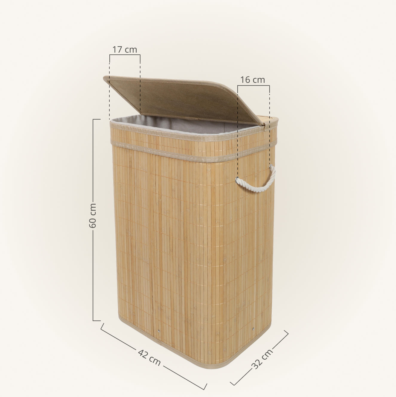 Bambusowy kosz na pranie z pokrywą LUVA, 80 l