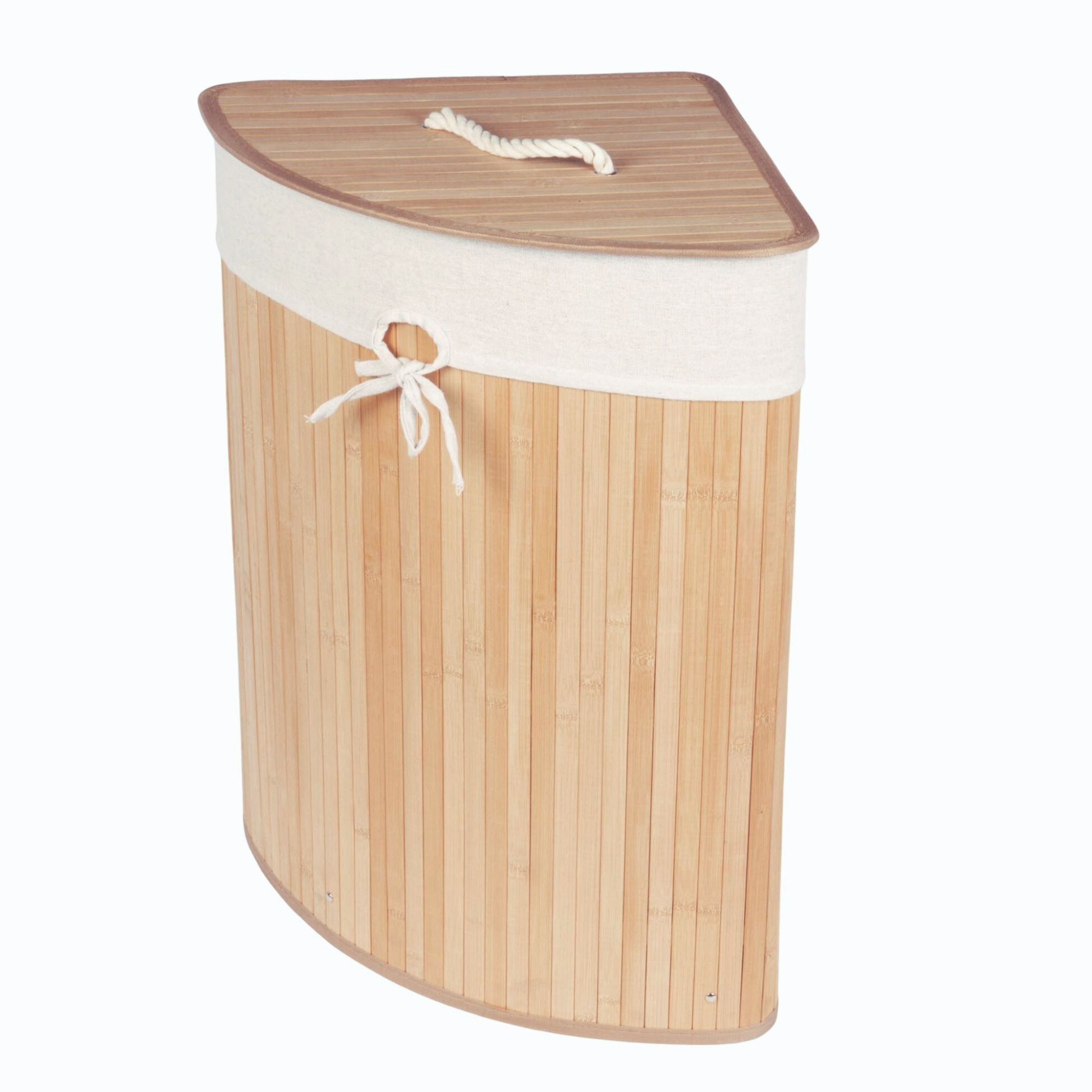 Narożny kosz na pranie ARCO, bambus, 60 l