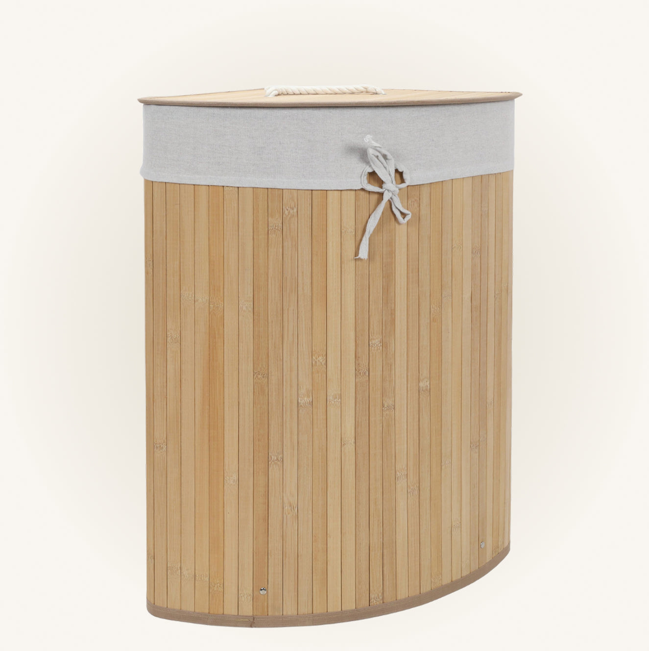 Narożny kosz na pranie ARCO, bambus, 60 l