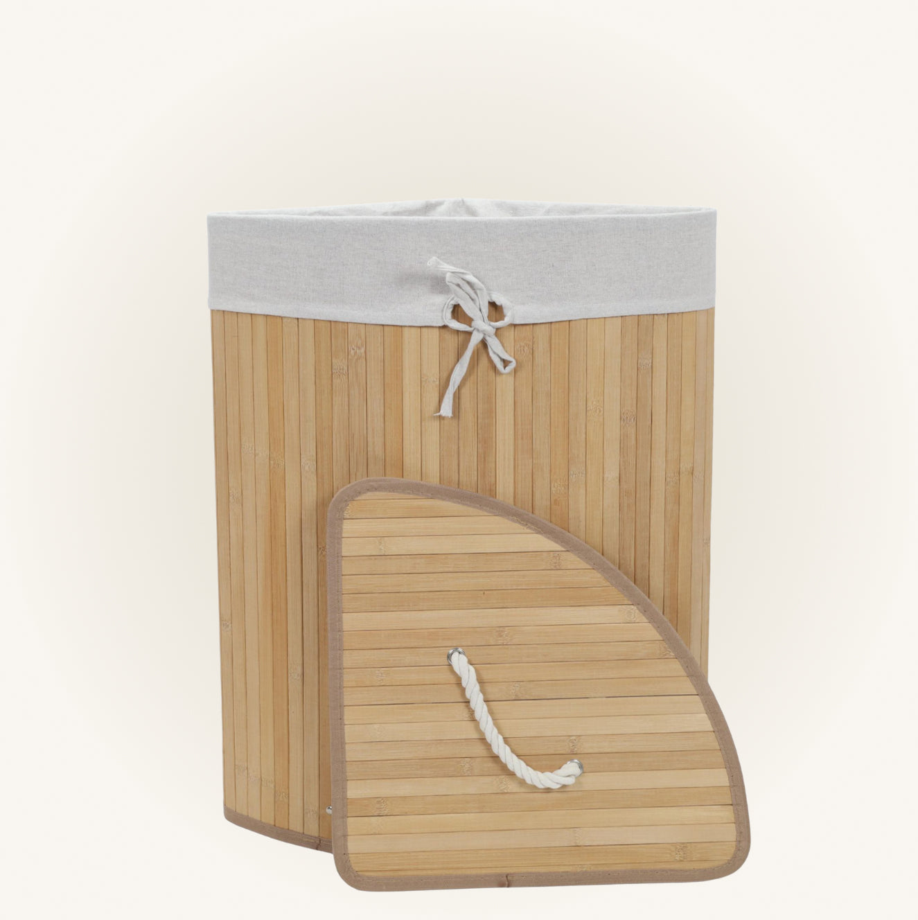 Narożny kosz na pranie ARCO, bambus, 60 l