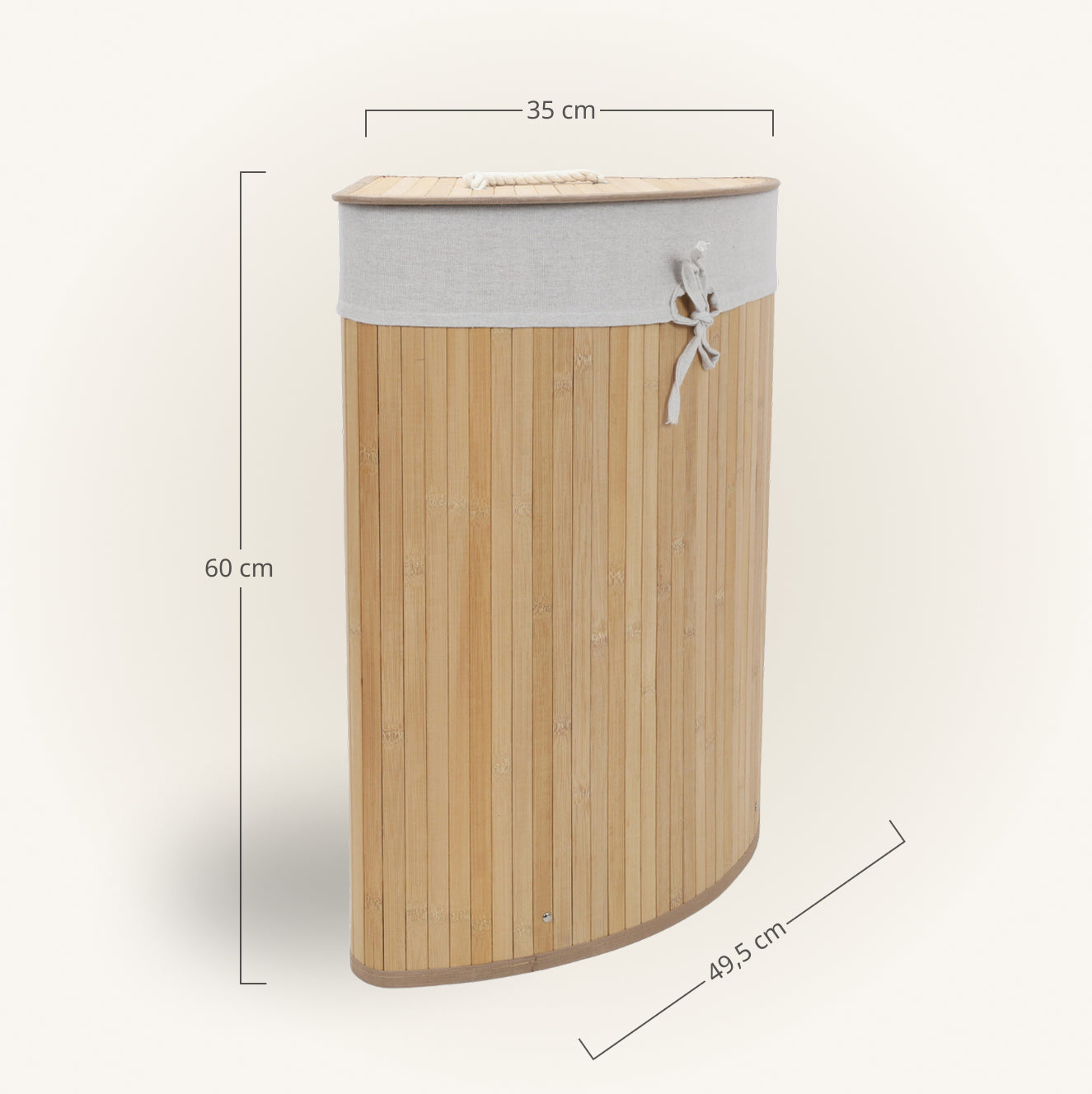 Narożny kosz na pranie ARCO, bambus, 60 l